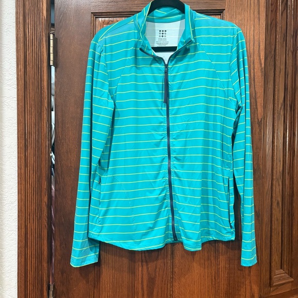 Title Nine by Carve Designs $82 Striped Sun Shirt Full Zip Jacket XL w/ pockets! - Picture 2 of 7
